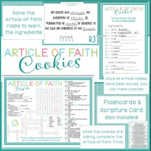 Articles of Faith Cookies - Make Cookies while learning and memorizing the Articles of Faith - Spiritual or Intellectual Primary Activity