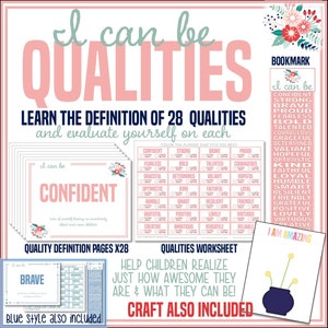 I CAN BE Qualities Activity, Card & Bookmark - Empowering activity - Learn about good qualities - confident, brave, ambitious etc.