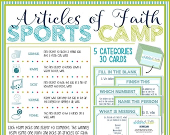Articles of Faith Sports Camp - Spiritual Goal Development - Primary goals activity - INSTANT DOWNLOAD