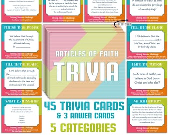 Articles of Faith Trivia Cards: Primary Activity, FHE (Digital Download)