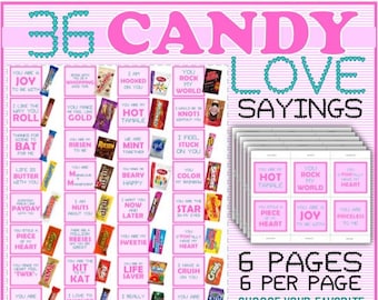 Candy Love Sayings - Love sayings that match candy - Valentines Gifts, Anniversary Gift Idea, Countdown to Wedding etc. Digital Download