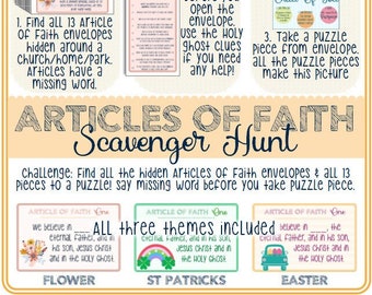 Articles of Faith Scavenger Hunt: St Patrick's, Easter, Spring Themes