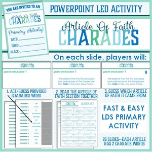 Article Of Faith Charades - Primary Activity - PowerPoint Led Activity - Latter Day Saint Articles Of Faith Activity