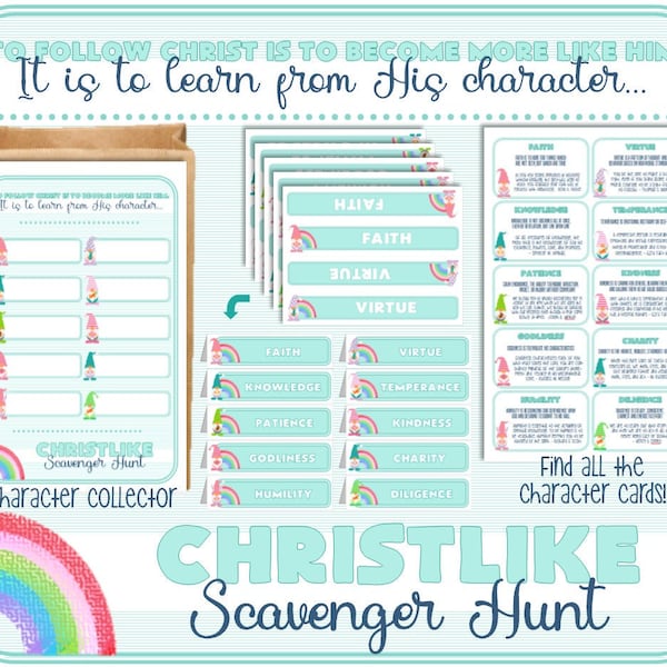 Christlike Scavenger Hunt - Christlike Character Trait Scavenger Hunt - Latter Day Saint Primary Activity - Easter/Spring Theme