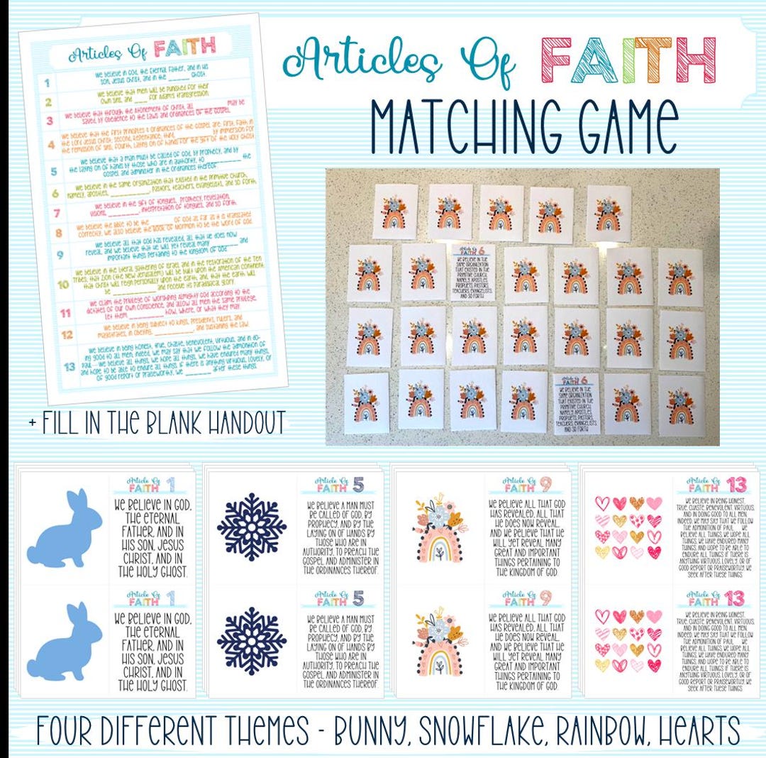 Articles of Faith Matching Game: Fill-in-the-blank Handout - Etsy