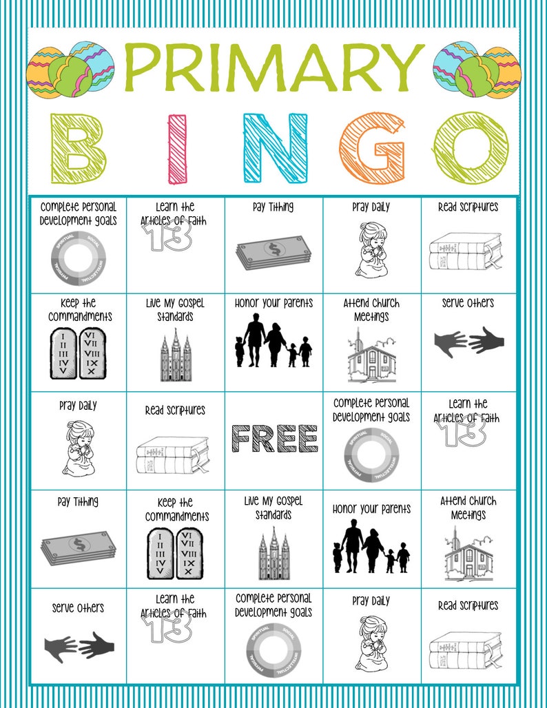 Primary Bingo Game Anytime Holiday Themed Primary Etsy