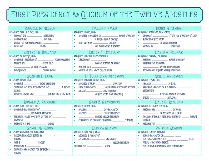 Getting to Know Presidency & Apostles Great General Conference Time Activity PowerPoint and Worksheets Updated 2024 image 5