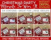 Christmas Party Minute to Win It Games: 6 Station Signs (Digital Download)