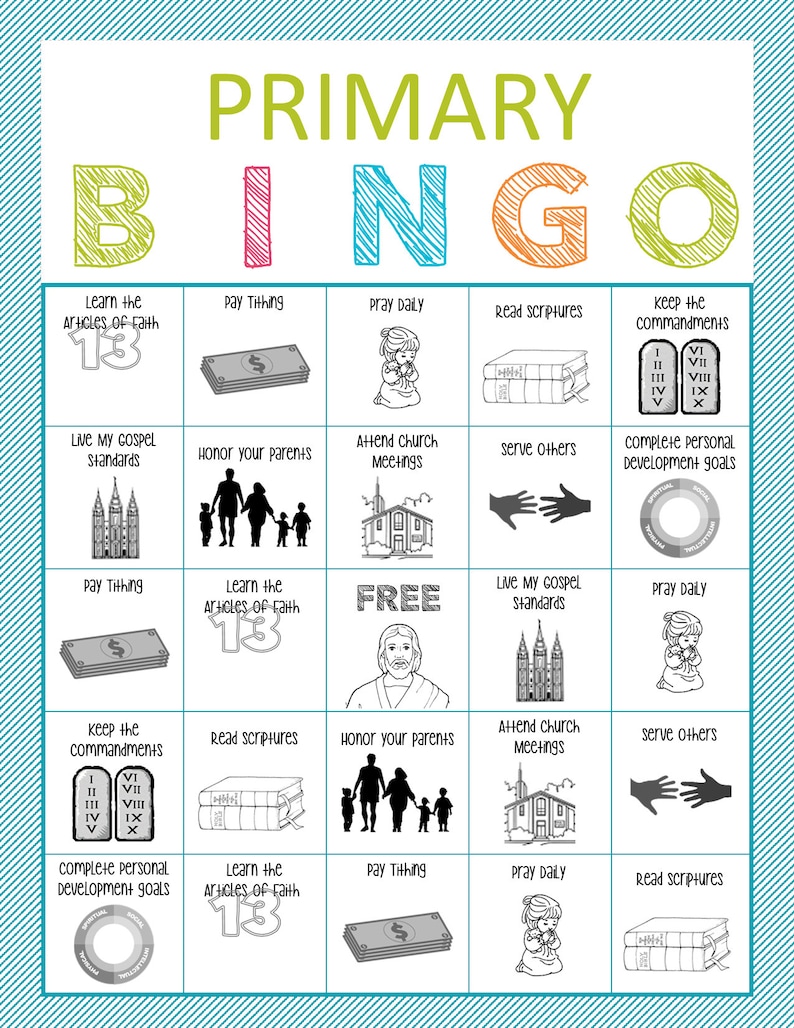 Primary Bingo Game Holiday Themed Primary Activity, Family Home Evening, Sunday School. image 2