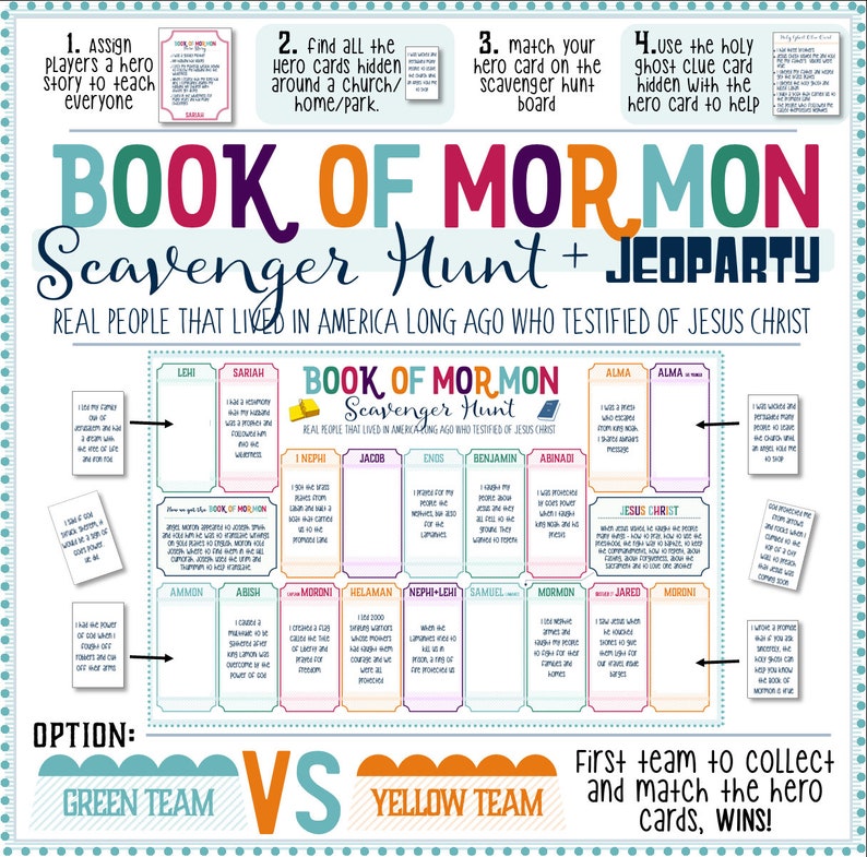 Book Of Mormon Scavenger Hunt Jeoparty Scripture Hero Fun Primary Activity, Come Follow Me, Family Home Evening image 1