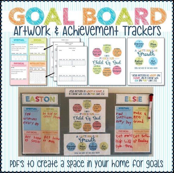 Primary Goal Board Artwork and Achievement Trackers Latter Day