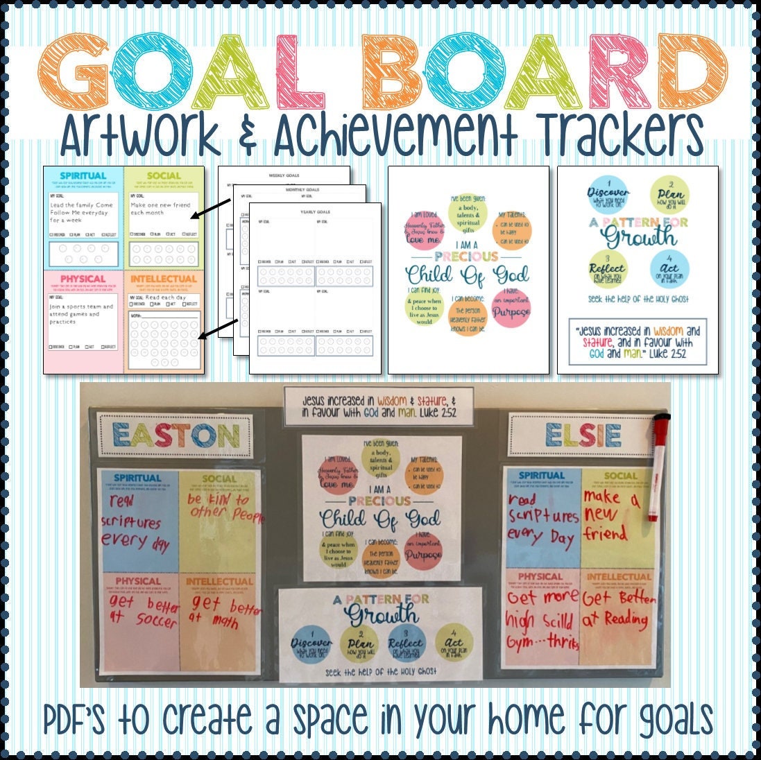 Primary Goal Board Artwork and Achievement Trackers Latter Day Saint Goal  Development 