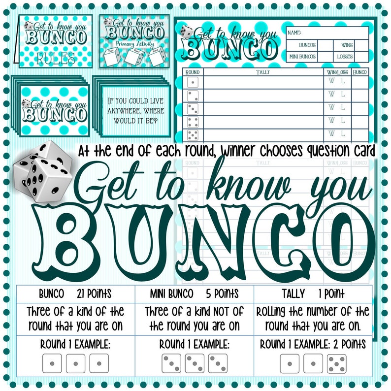 Get To Know You Bunco Social Primary Development Activity image 1