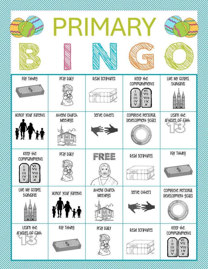 Primary Bingo Game Holiday Themed Primary Activity, Family Home Evening, Sunday School. image 4