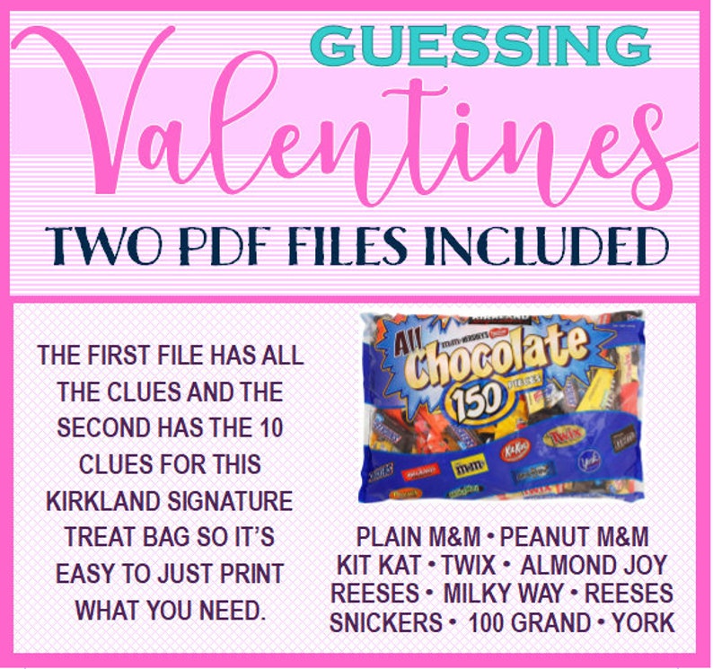 Valentines Printables Guessing Valentines Guess the candy Happy Valentines DIY Valentines image 5
