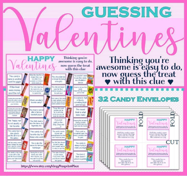 Valentines Printables Guessing Valentines Guess the candy Happy Valentines DIY Valentines image 1