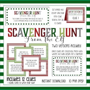 Scavenger Hunt from the Elf! Quick, easy and FUN Activity from your Elf! *INSTANT DOWNLOAD * Digital Files