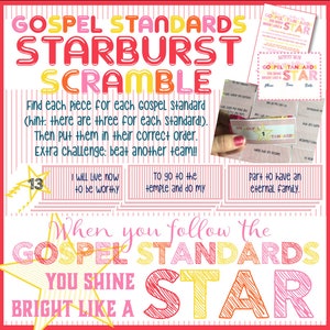 My Gospel Standards Starburst Scramble - Activity Days, Family Home Evening, Primary Activity