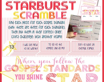 My Gospel Standards Starburst Scramble - Activity Days, Family Home Evening, Primary Activity