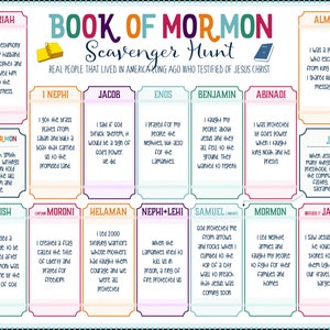 Book Of Mormon Scavenger Hunt Jeoparty Scripture Hero Fun Primary Activity, Come Follow Me, Family Home Evening image 10