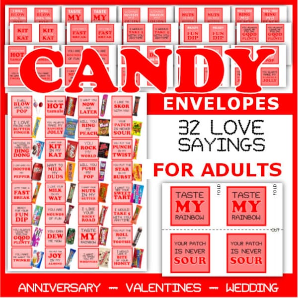 Candy Love Sayings - Risqued! Adult Candy Sayings - Adult Valentines, Celebrate Anniversary, Valentines, Special Occasion Thoughtful Gift