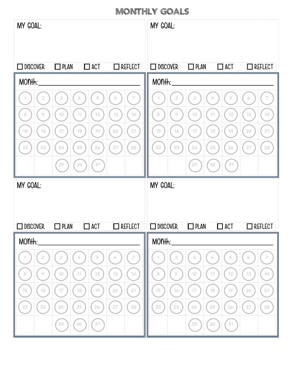 Primary Goal Board Artwork and Achievement Trackers Latter Etsy