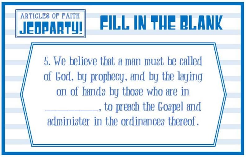 The Articles of Faith Jeoparty and Handout. Paper AND PowerPoint Version Included Latter Day Saint Activity Days, FHE, Youth Activity image 7