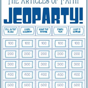 The Articles of Faith Jeoparty and Handout. Paper AND PowerPoint Version Included Latter Day Saint Activity Days, FHE, Youth Activity image 5
