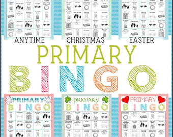 Primary Bingo Game - Holiday Themed - Primary Activity, Family Home Evening, Sunday School.