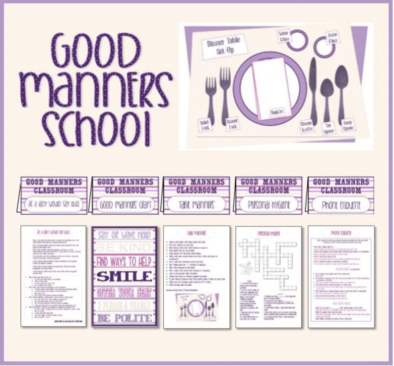 Good Manners School Instant Download image 1