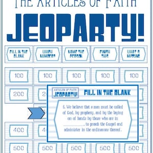 The Articles of Faith Jeoparty and Handout. Paper AND PowerPoint Version Included Latter Day Saint Activity Days, FHE, Youth Activity image 6