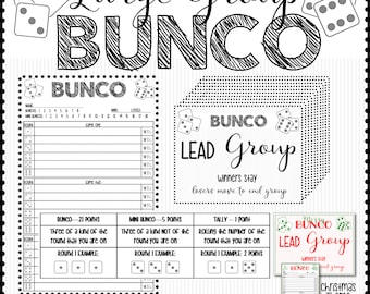 Bunco - Large Group Game - Up to 80 people - Complete Bunco Kit - Digital Download