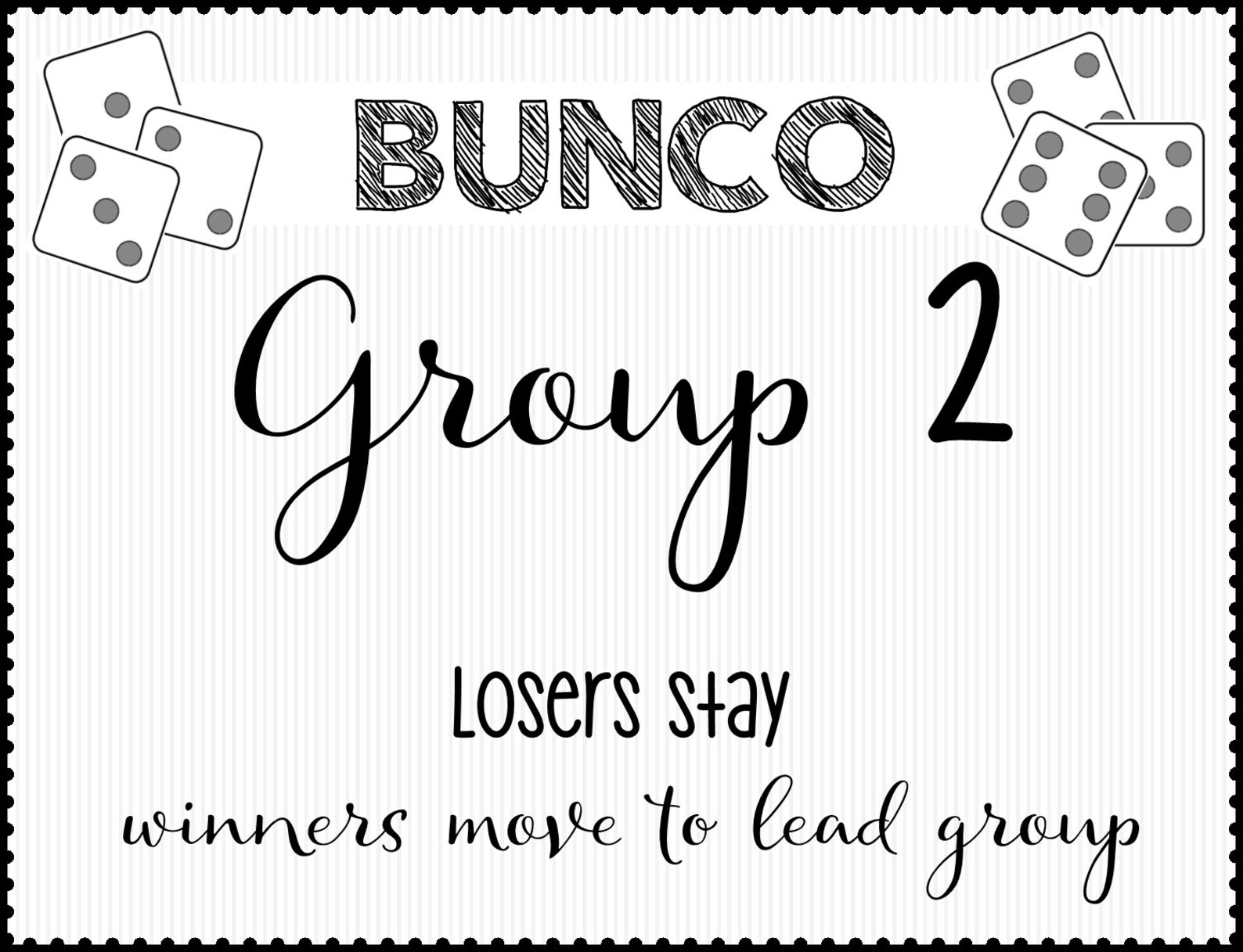 Bunco Large Group Game up to 80 People Complete Bunco Kit Digital
