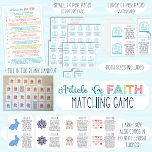 Matching-spel Latter Day Saint-Geloofsartikelen EN Invulformulier Geloofsartikelen: groot en klein, beide inbegrepen.