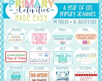 Primary Activities Made Easy - An activity for every month of the year + Calendars, Leader Instructions, Articles of Faith Matching Game