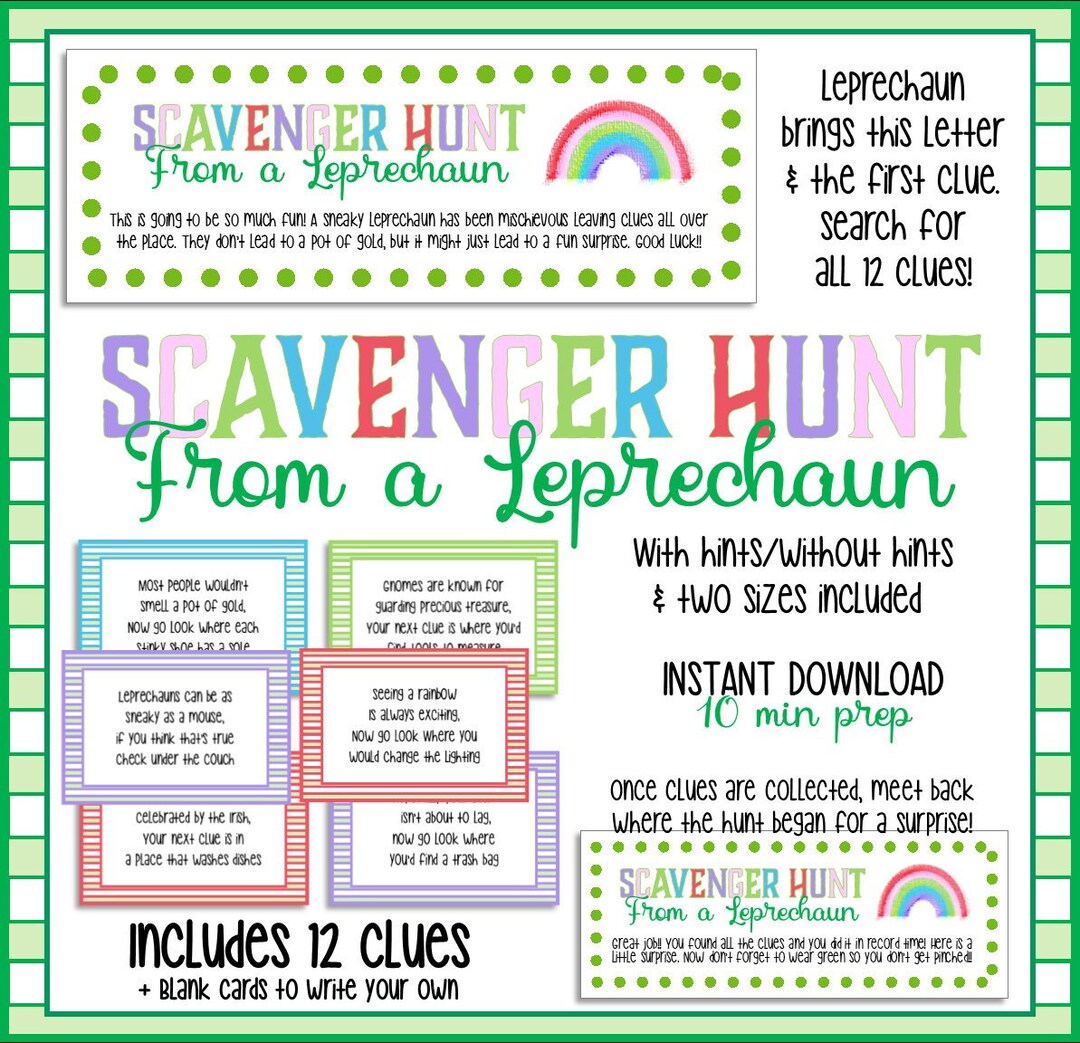 Scavenger Hunt From a Leprechaun Quick Easy and FUN Activity