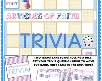 Primary Activity - Articles of Faith Trivia Game - Primary Activity Days, Family Home Evening, Sunday School....