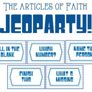 The Articles of Faith Jeoparty and Handout. Paper AND PowerPoint Version Included Latter Day Saint Activity Days, FHE, Youth Activity image 10