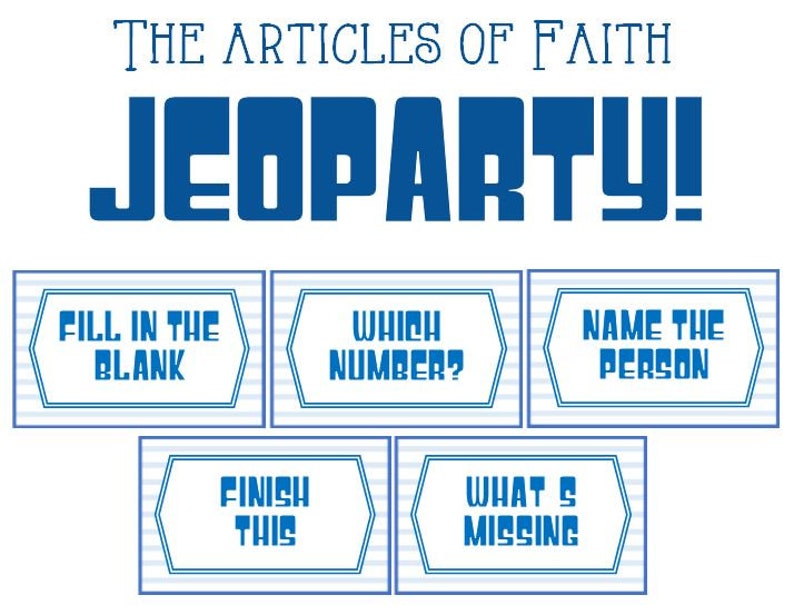 The Articles of Faith Jeoparty and Handout. Paper AND PowerPoint Version Included Latter Day Saint Activity Days, FHE, Youth Activity image 10