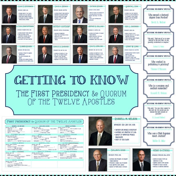 Getting to Know Presidency & Apostles - Great General Conference Time Activity - PowerPoint and Worksheets - Updated 2024
