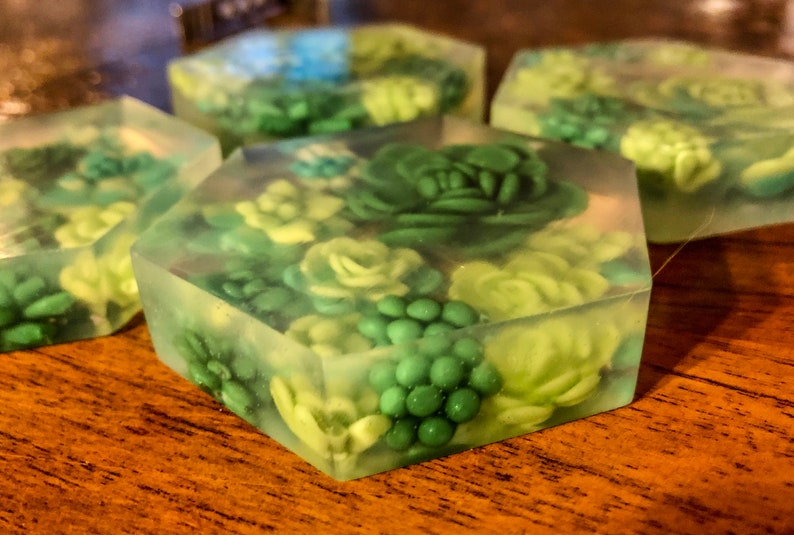 Succulent Soap Decorative Hexagon Soap Bar Artisan Soap Etsy
