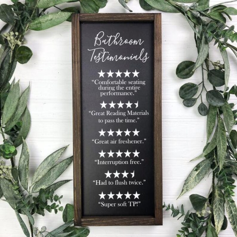 8x20 Bathroom Testimonials Framed Sign Bathroom Guest Etsy