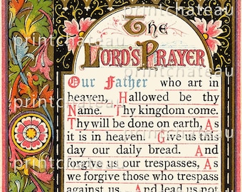 LORD'S PRAYER Victorian Era Style Illumination and Design New GICLEE Art Print for Framing Inspirational Bible Christian from printchateau