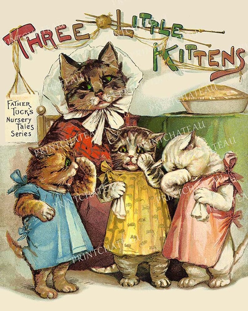 Three Little Kittens NEW Giclee ART PRINT From Old Raphael Tuck Book ...