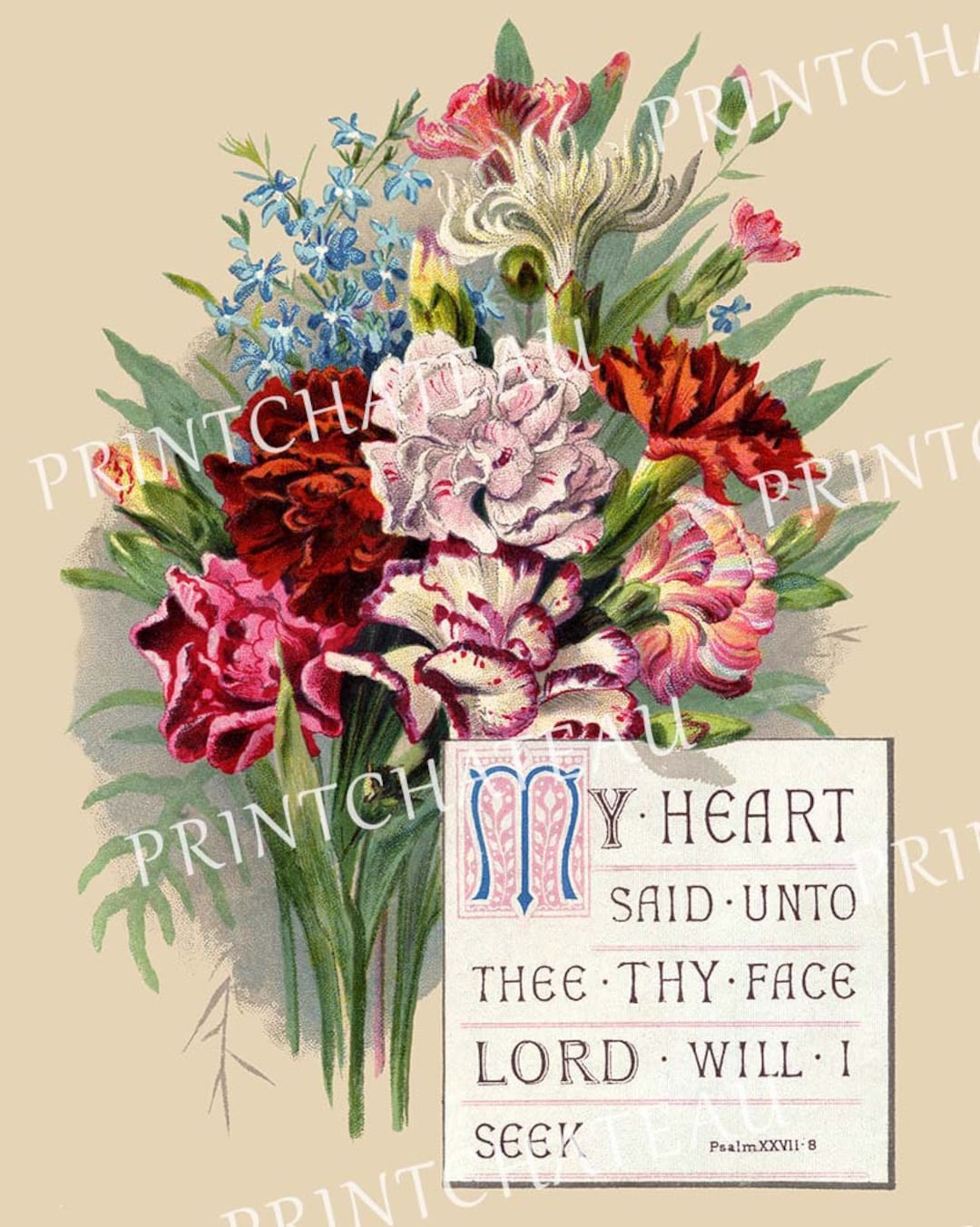 BIBLE VERSE Carnations New GICLEE Art Print of Victorian Image Etsy