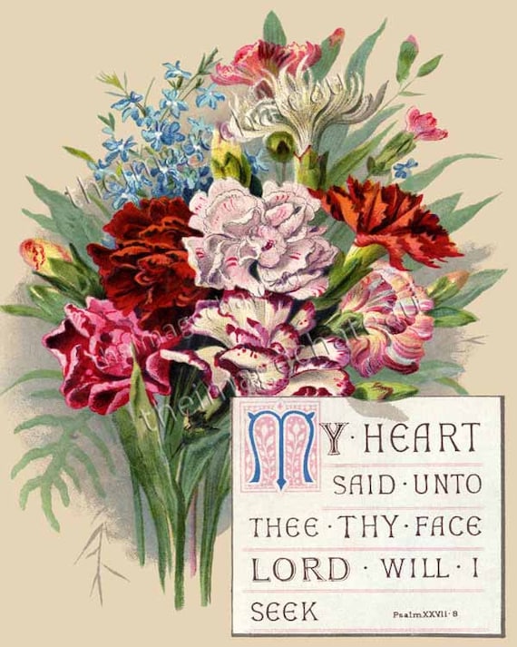 BIBLE VERSE Carnations New GICLEE Art Print of Victorian Image Etsy