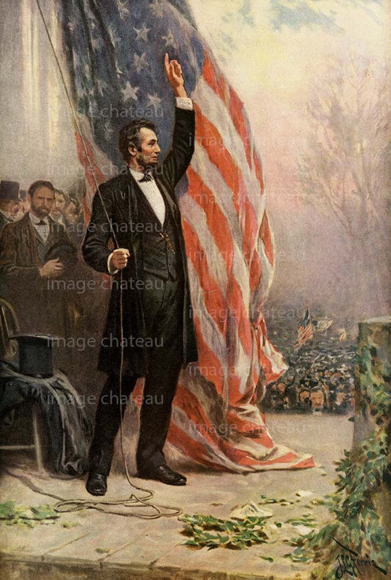 ABRAHAM LINCOLN and American Flag NEW Giclee Print President Etsy