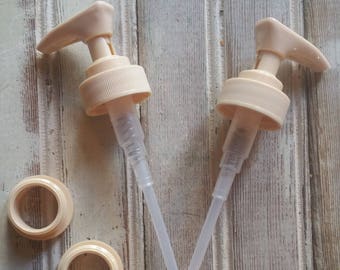 2 Plastic Mason Jar Tan Soap Pump Dispenser