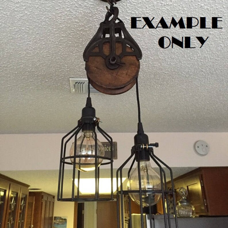 Hanging Vintage Barn Pulley Light 2 Cage Light Comes With Etsy