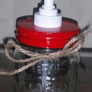 Mason Jar Soap Pump Dispenser - Lid with Plastic Soap Pump Dispenser - Red, Green, Black, White or Custom